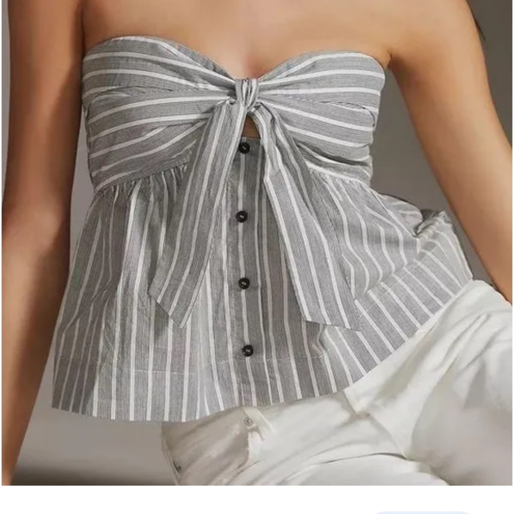 Anthropologie Dolan Striped Strapless Smocked Tube Top Women’s‎